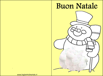 Biglietti di Natale fai da te pupazzo di Neve con cotone