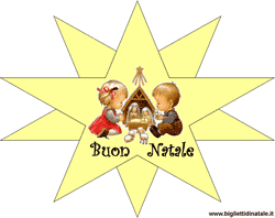 Biglietti Natale stella con presepe